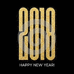 2018 Happy new year. Numbers Golden Glitter Design greeting card. Gold Shining Pattern. Vector illustration