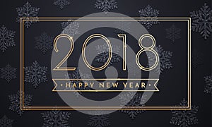 2018 Happy New Year vector background with gold and silver glitter numbers.