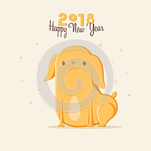 2018 happy new year zodiac animal dog with cute children. hand drawn illustrations. vector doodle design