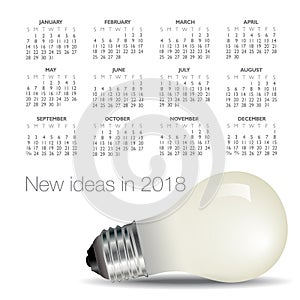 2018 idea and light bulb calendar