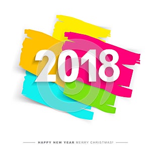 2018 Merry Christmas and Happy New Year card or background.