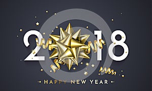 2018 New Year greeting card vector golden decoration gift New Year background