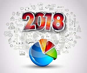 2018 New Year Infographic and Business Plan Background with hand