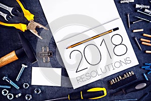 2018, New Year Resolutions Craftsman Workshop Concept