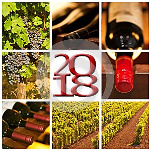 2018 red wine square photos collage greeting card