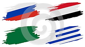 2018 soccer world championship. Set flags of group A - Russia, Egypt, Saudi Arabia, Uruguay