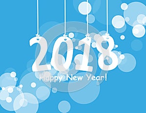 2018 White Paper Origami card or background.Happy New Year. Merry Christmas. Vector illustration