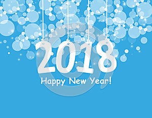 2018 White Paper Origami card or background.Happy New Year. Merry Christmas. Vector illustration