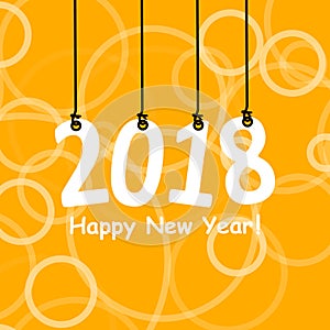 2018 White Paper Origami card or background.Happy New Year. Merry Christmas. Vector illustration