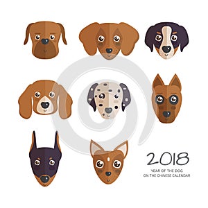 2018 Year of the dog on the chinese calendar vector illustration