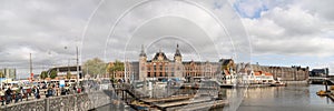 20181018 - Amsterdam - The Netherlands: Morning blue sky in the front of European style building, Amsterdam central station