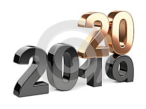 2019 2020 change concept. Represents the new year black and golden symbol