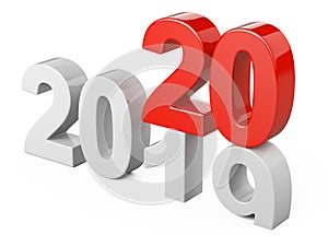 2019 2020 change concept. Represents the new year white and red symbol