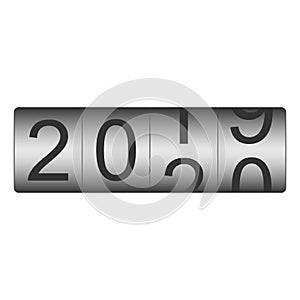 2019-2020 change represents the new year 2020. Happy New Year. Vector illustration. Isolated on white background