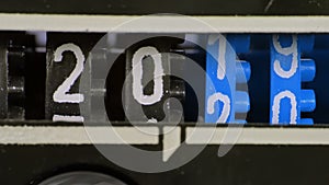 2019 2020 new year counter numbers. Set of digital countdown timer. Numerals of blue color.