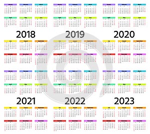 2019 Calendar year. Vector illustration. Template planner.