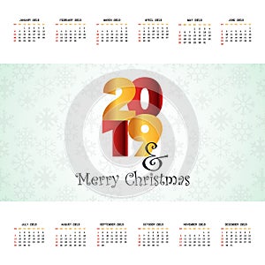 2019 christmas calendar design vector