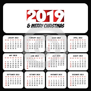 2019 christmas calendar design vector