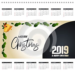 2019 christmas calendar design vector