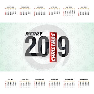 2019 christmas calendar design vector