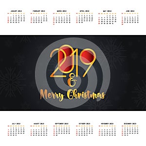 2019 christmas calendar design vector