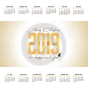 2019 christmas calendar design vector