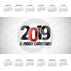 2019 christmas calendar design vector