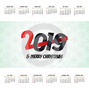 2019 christmas calendar design vector