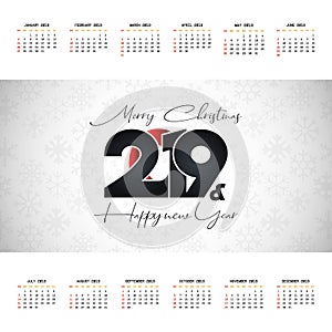 2019 christmas calendar design vector