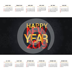 2019 christmas calendar design vector