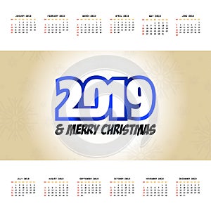 2019 christmas calendar design vector