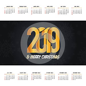 2019 christmas calendar design vector