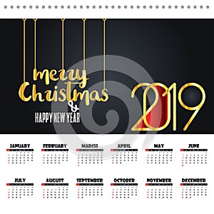 2019 christmas calendar design vector
