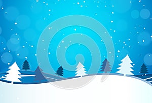 2019 Christmas and Happy New Year greeting card background. Xmas winter landscape decoration design