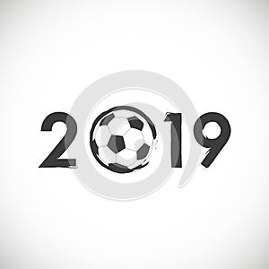 2019 football tournament with abstract soccer ball