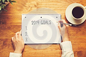 2019 goals with a person holding a pen