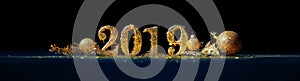 2019 in gold numbers celebrating the New Year