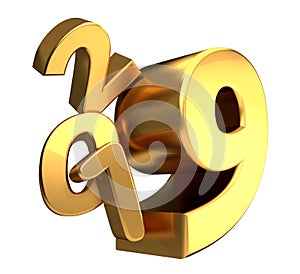 2019 golden 3d rendering symbol