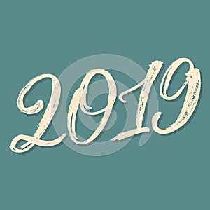 2019 hand written lettering. Happy New Year card design