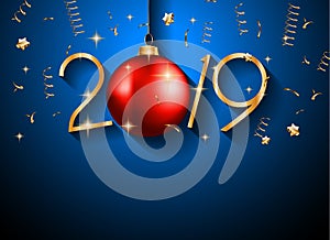 2019 Happy New Year Background for your Seasonal Flyers and Greetings Card or Christmas