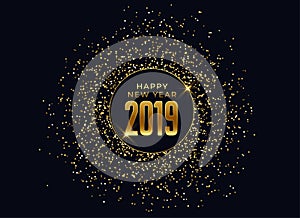 2019 happy new year celebration background with glitter and sparkles