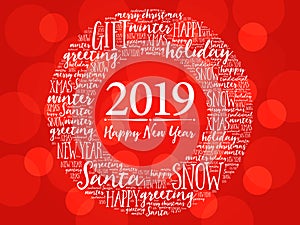 2019 Happy New Year. Christmas background