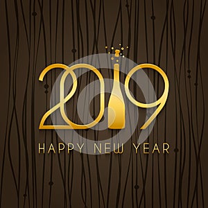 2019 Happy New Year, design template for holiday greeting card and invitation. Vector.