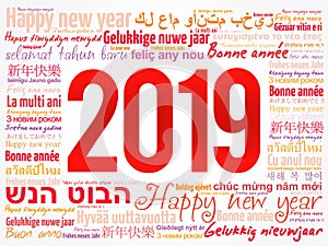 2019 Happy New Year in different languages