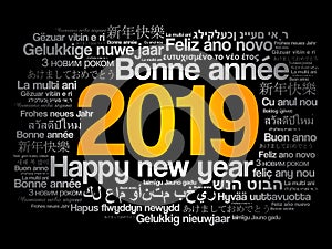 2019 Happy New Year in different languages