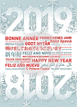 2019 Happy new year greetings card from all the world