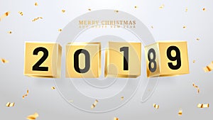 2019 happy new year and merry christmas or x-mas