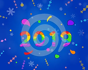 2019 Happy New Year paper craft holiday background
