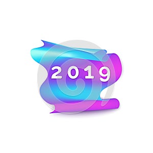 2019 Happy New Year paper craft holiday blue, purple background.