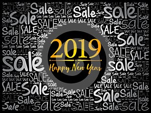 2019 Happy New Year. Sale Christmas background